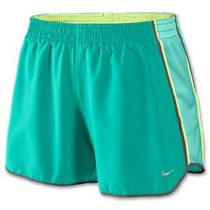  NIKE Womens Dri Fit Pacer Running Shorts, Green/Tropical 