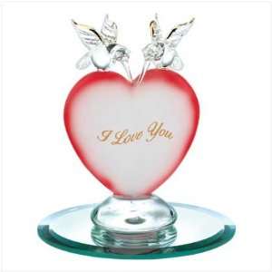  Hummingbird Heart Glass Figurine 
