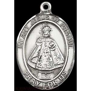  Infant of Prague Large Sterling Silver Medal Jewelry
