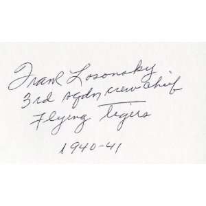  Frank Losonsky Autographed Signature Card 