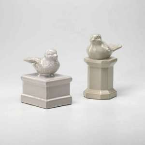  Cyan Lighting 02339 Ceramic Bird on Pedestal, Gloss White 