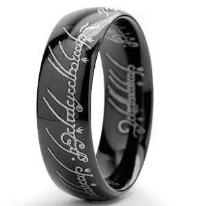 LORD OF THE RINGS High Polish Black Plated Tungsten Carbide Ring 7MM 