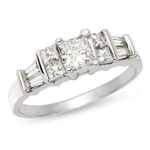  1 Carat Diamond Engagement Ring 18K White Gold Jewelry