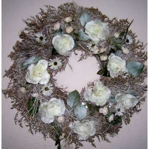  17 White Rose & Caspia Wreath