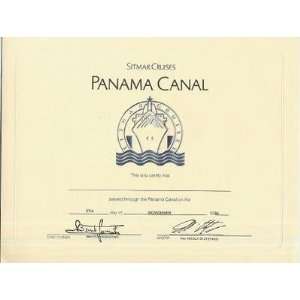  Sitmar Cruises Passed Through Panama Canal Certificate 