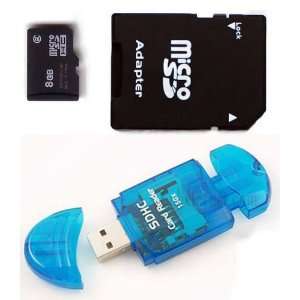 Komputerbay 8GB MicroSD SDHC Class 2 with SD Adapter and Blue USB SD 
