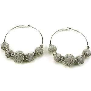 Basketball Wives POParazzi Mesh Ball Earrings with 2.9wide Silver 