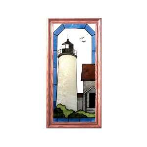   Island, Michigan LIGHTHOUSE Suncatcher Window 11x22 Glass Panel Framed