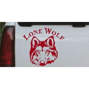Lone Wolf Head Biker Car Window Wall Laptop Decal Sticker    Red 16in 
