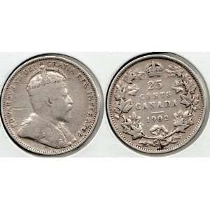 Very Fine+1902 H Canadian Silver Quarter 