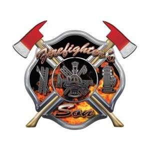  Firefighters Son Inferno Maltese Cross Decal with Axes   3 
