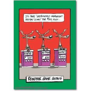 Funny Merry Christmas Card Reindeer Gameshow Humor Greeting Jeff Pert