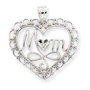  Diamond Mom Heart Pendant   Measures 24.1x22.8mm   JewelryWeb Jewelry