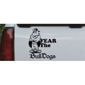 Black 12in X 10.6in    Fear The Bulldogs Sports Car Window Wall Laptop 