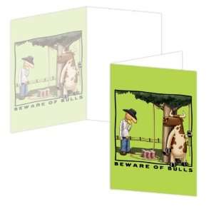  ECOeverywhere Beware of Bulls Boxed Card Set, 12 Cards and 