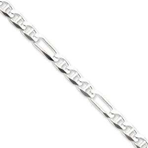    Sterling Silver 6.5mm Figaro Anchor Chain Length 18 Jewelry