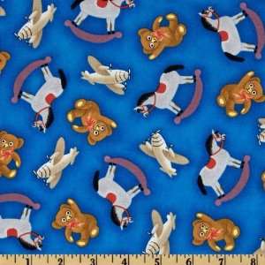 44 Wide Scuffy The Tugboat Rocking Horse & Toys Blue Fabric By The 