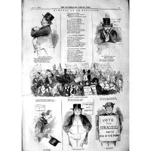  1847 HUMOURS ELECTION COMEDY VOTERS HUSTINGS CANVASER 