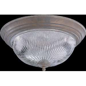 Quorum 3070 15 2 Decorative Clear Ribbed Ceiling Mount, Polished Brass 