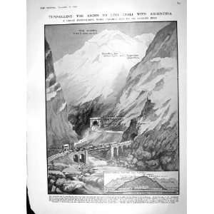  1909 TENNELLING ANDES MOUNTAIN RAILWAY CHILI ARGENTINA 