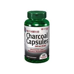   World Activated Charcoal Capsules 260mg (4 Grains), 100 Capsules