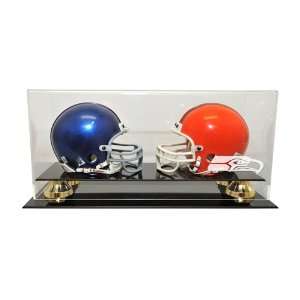  Seattle Seahawks Double Mini Helmet Display Case with Gold 