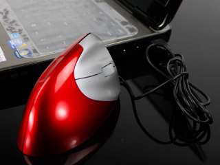 Plug & Play Red Ergonomic 3D Upright Horizontal Optical Wired Mouse 