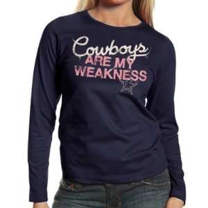 Dallas Cowboys Ladies My Weakness Long Sleeve T Shirt 