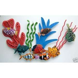 3D CORAL REEF & 8 FISH WALL SCULPTURE 
