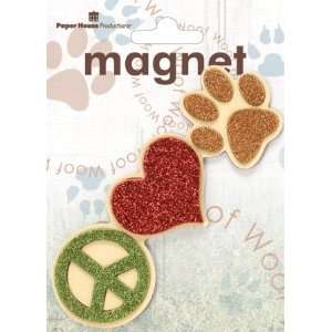  Paper House 3D Magnets 1/Pkg Peace Love Paw; 3 Items/Order 