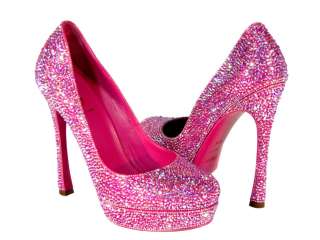 Yves Saint Laurent Pink Platform Pumps   Fuchsia Crystal Shoes   NIB 