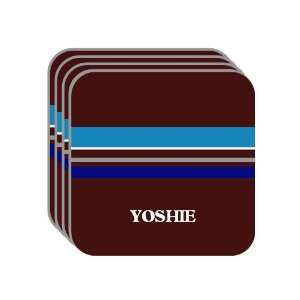 Personal Name Gift   YOSHIE Set of 4 Mini Mousepad Coasters (blue 