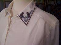 Size 16 Alfred Dunner blouse Ivory Dressy top with embroidered design 
