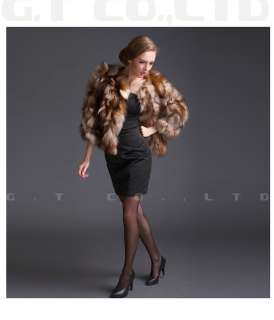 0301 women winter genuine fox fur coat jacket vest stole garment shawl 