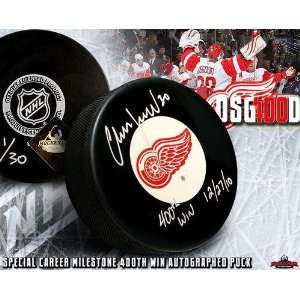   Autographed Hockey Puck   400th Win Inscribed   Autographed NHL Pucks