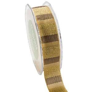  May Arts 1 Inch Wide Ribbon, Brown and Gold Stripe Arts 