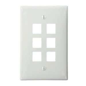   41091 6WN QuickPort Midsize Wallplate, Single Gang, 6 Port, White