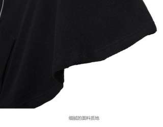   Korean Women Batwing Hoodie Cardigan Jacket Coat Black 0934  