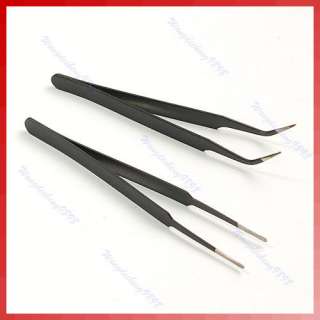 Nail Art Watch Craft Curved Straight Tweezers Tool  