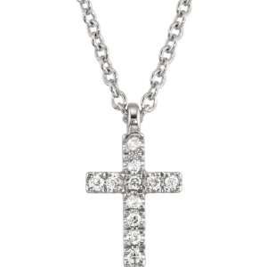  R48044 14K White 16.00 Inch Youth Diamond Cross Necklace 