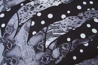 5M/M pure silk chiffon fabric black polka dot animal print pattern 