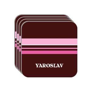 Personal Name Gift   YAROSLAV Set of 4 Mini Mousepad Coasters (pink 