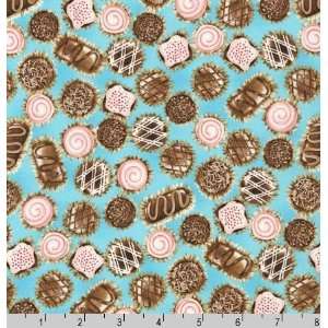    Chocolate Novelty Fabric on Turquoise By Yard