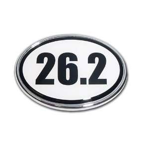  Marathon 26.2 Premier Metal Auto Emblem   White Oval 