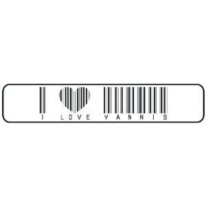   I LOVE YANNIS BAR CODE  STREET SIGN