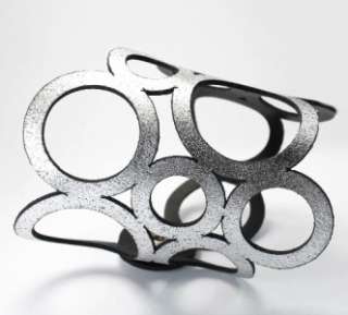 ZAYA by Avital Coorsh Designer Silver Bangle Genuine Leather Cuff 
