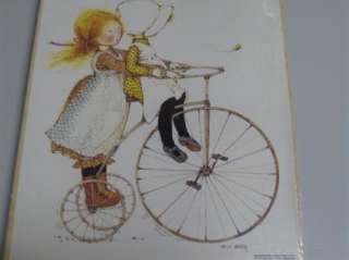 Vintage 70s Holly Hobbie Bicycle Paper Print Decoupage Craft Scrapbook 