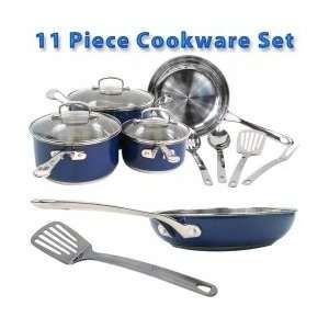  Roy Yamaguchi 11 piece Stainless Steel Blue Cookware Set 