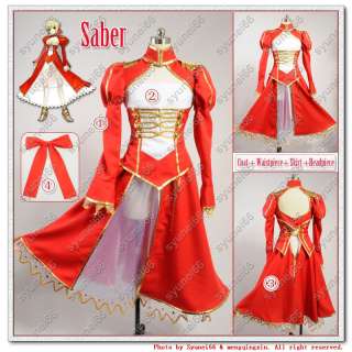 Fate stay night Saber Cosplay Costume Custom Any Size red Ver  
