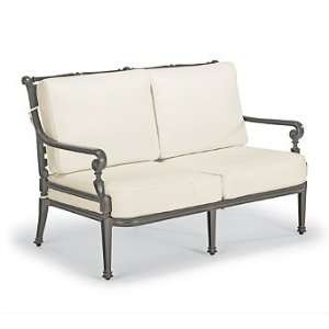 Carlisle Outdoor Loveseat with Cushions in Gray Finish   Wyndham Off 
